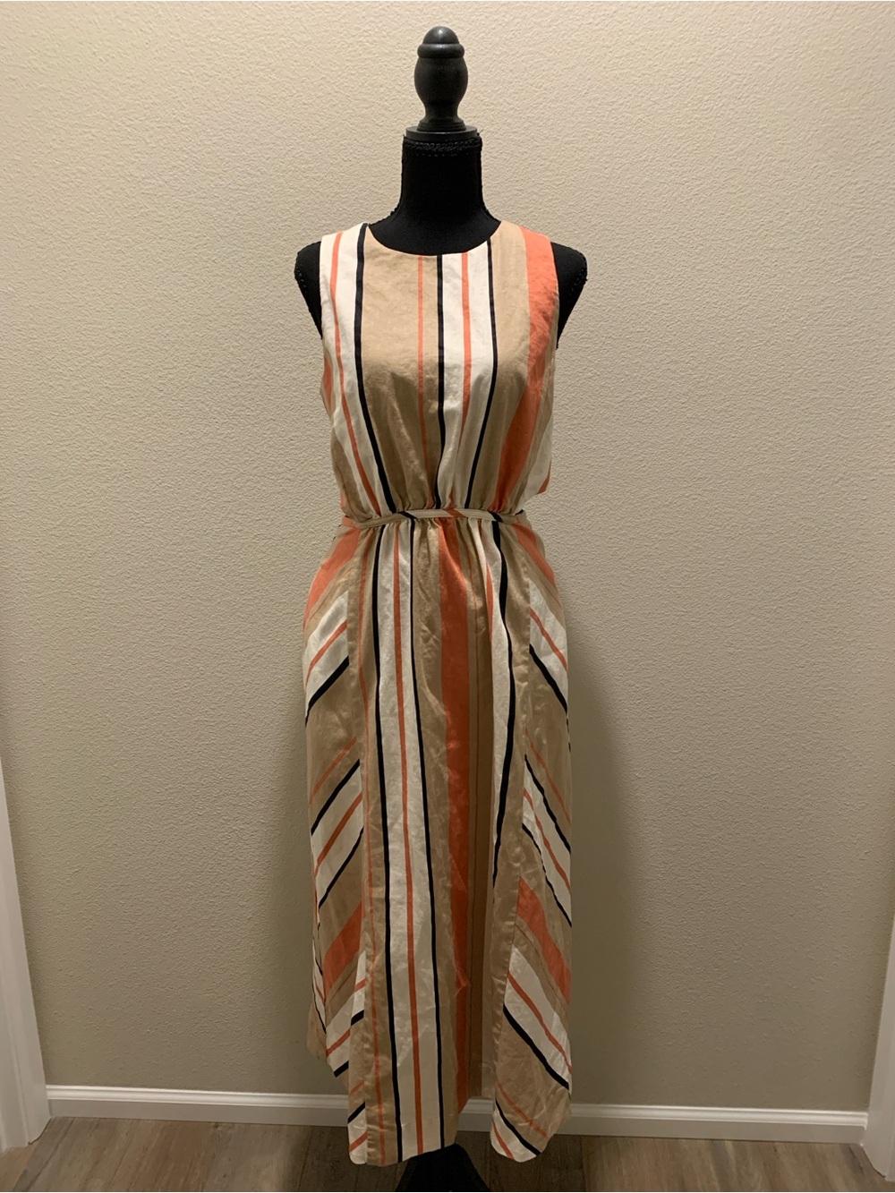 Banana Republic Linen Blend Striped Sleeveless Maxi Dress (Size 4)